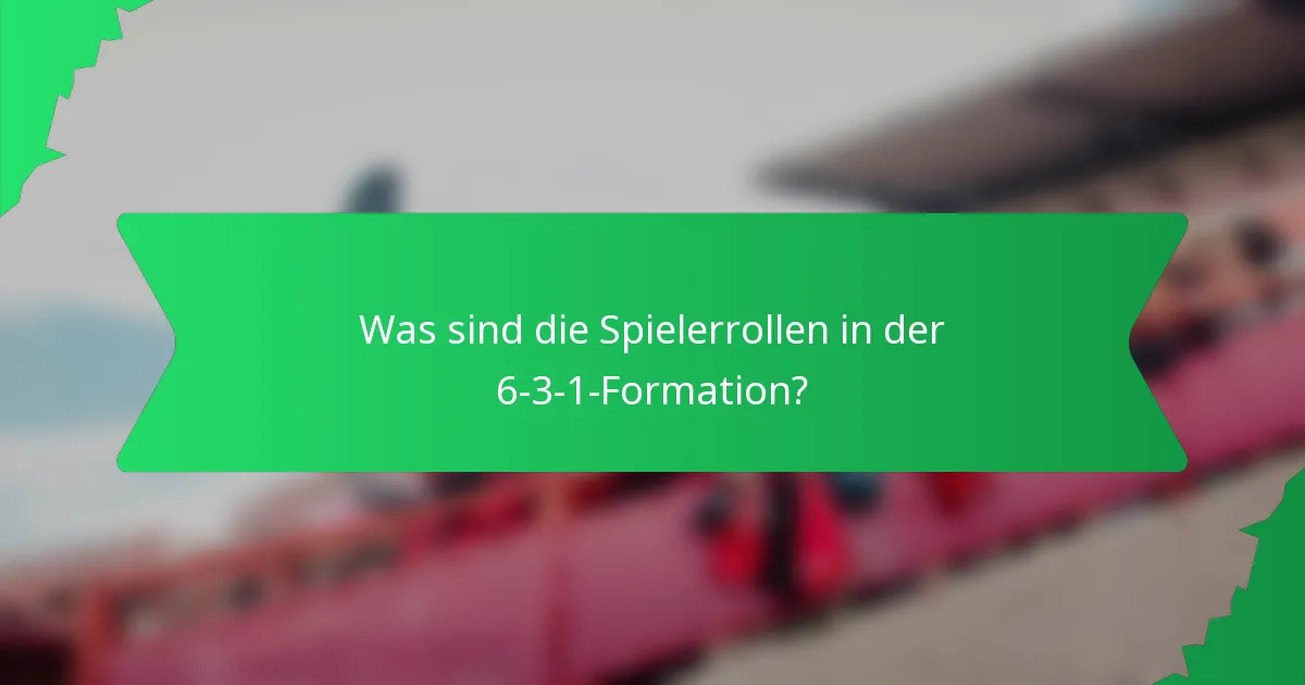 Was sind die Spielerrollen in der 6-3-1-Formation?