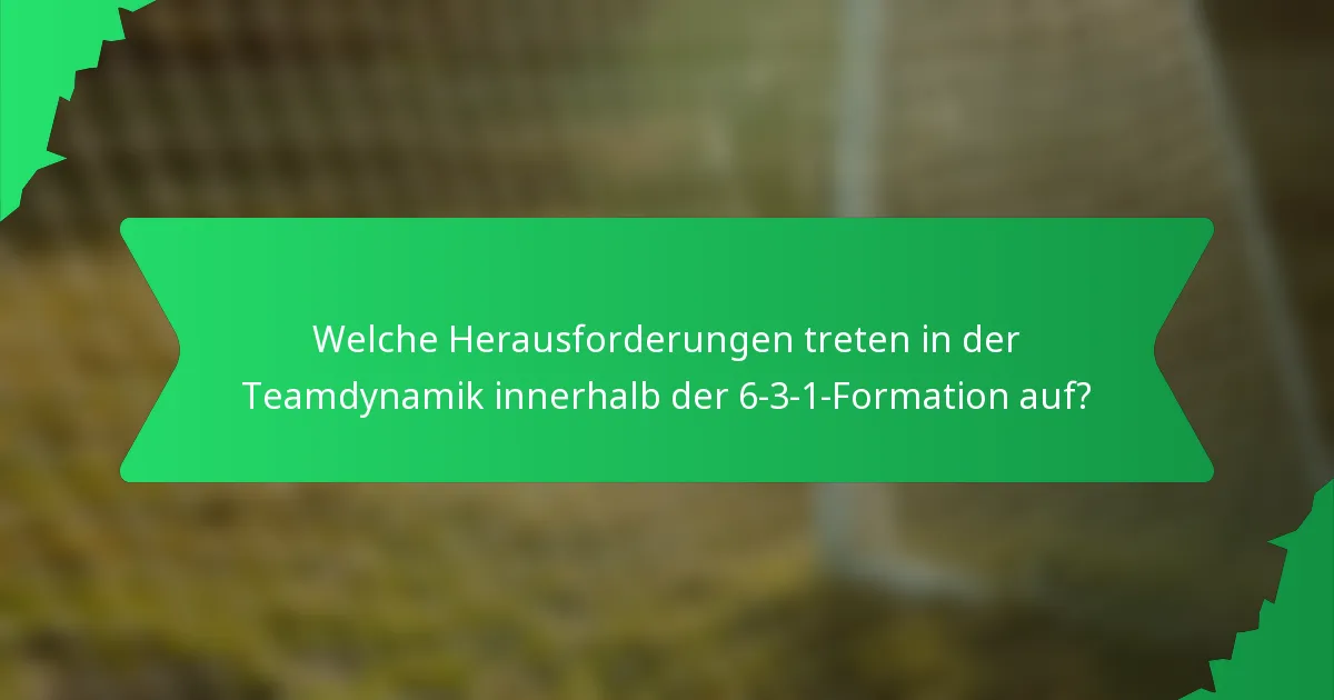 Welche Herausforderungen treten in der Teamdynamik innerhalb der 6-3-1-Formation auf?